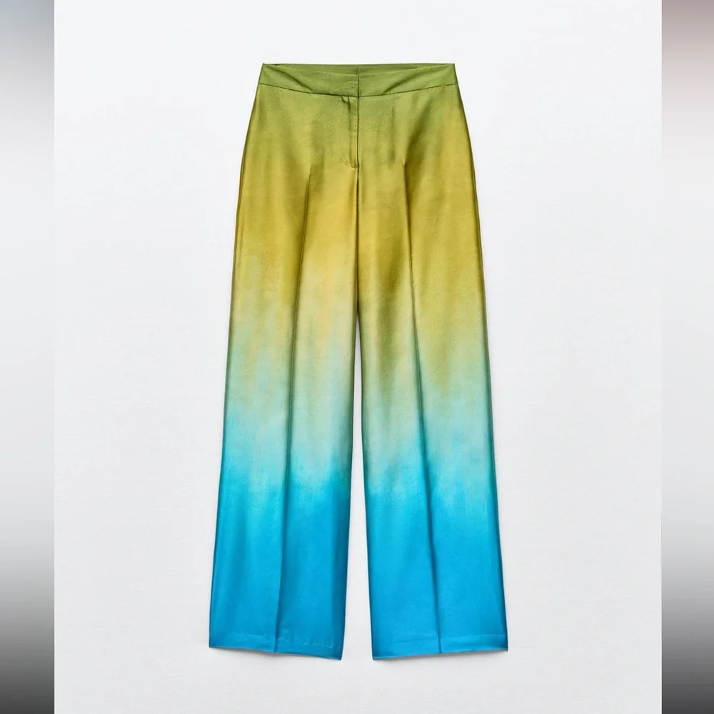Zara tie dye satin effect wide leg pants - Picture 3 of 16